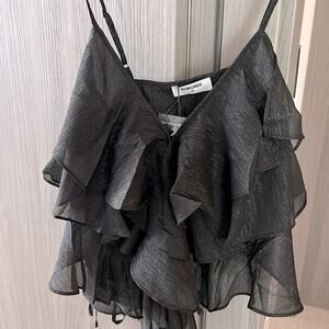 NWT $64 REVOLVE RUMORED Tango tank top tiered chiffon black WITH SILVER M